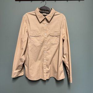 L.L. Bean Women's Casual Polka Dot Button Down Shirt  XL Neutral